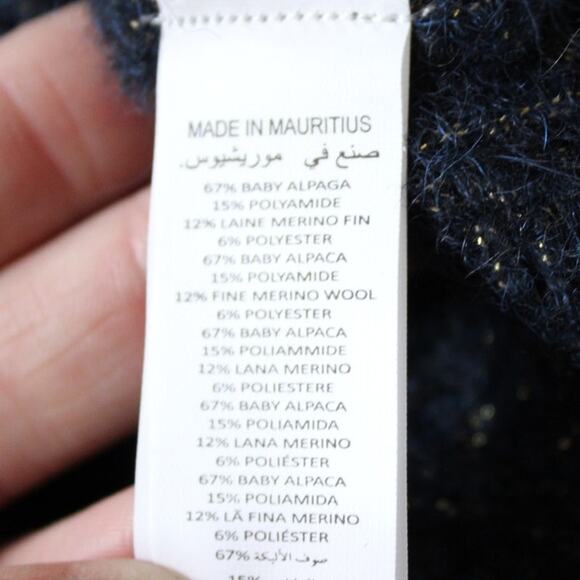 NWT Bonpoint Sweater Tank Vest Alpaca Merino Wool Navy Blue Gold Sparkle 12 - Picture 6 of 6